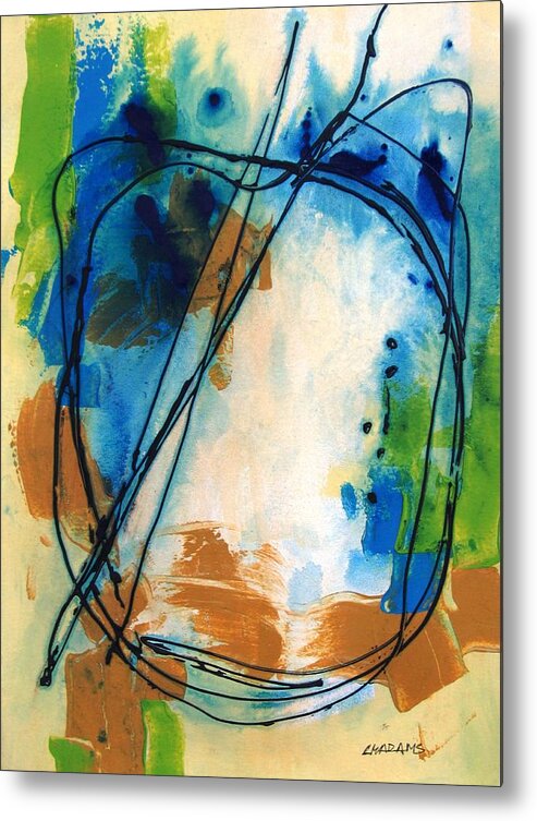 Abstract Metal Print featuring the painting Wonky Circle by Louise Adams