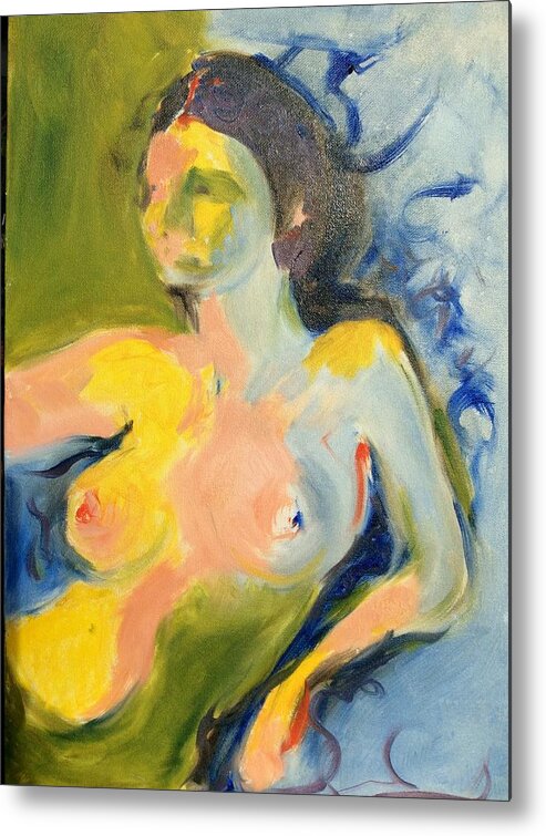 Nude Metal Print featuring the painting Yellow Light by Karen Carmean