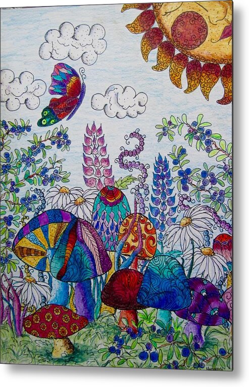 Flowers Metal Print featuring the drawing Zentangle garden by Megan Walsh