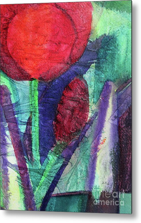 Paintings Metal Print featuring the painting 02 Tulip Abstract   by Kathy Braud