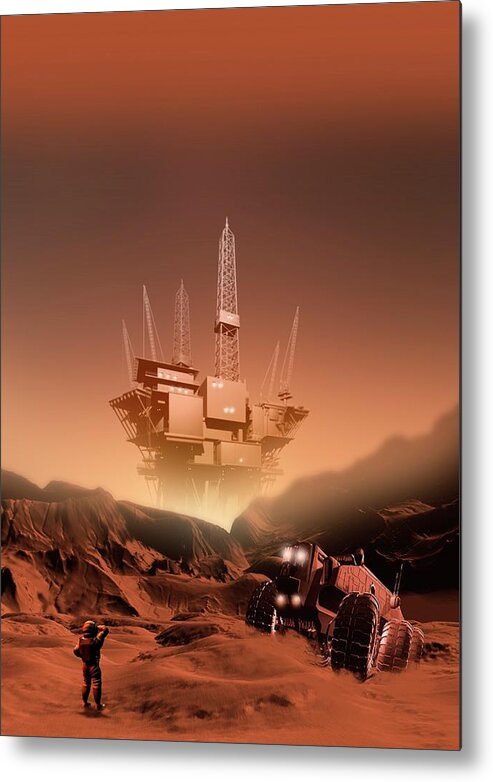 People Metal Print featuring the digital art Mining On Mars, Artwork #1 by Victor Habbick Visions