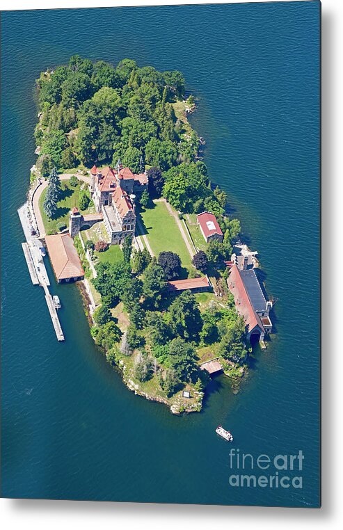 Aerial View Metal Print featuring the photograph Singer Castle on Dark Island in the St Lawrence River Thousand Islands #1 by Louise Heusinkveld