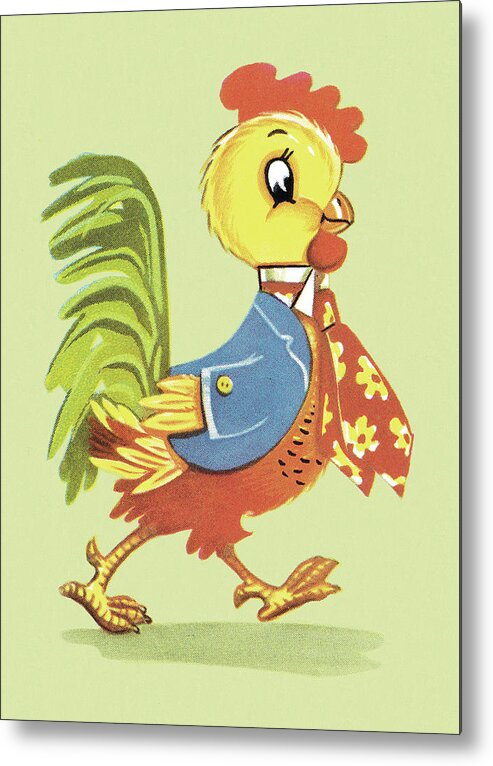 Animal Metal Poster featuring the drawing Rooster #28 by CSA Images