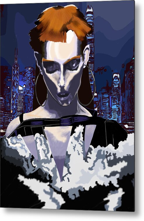 Cyberpunk Metal Print featuring the digital art 3000 A.d. Black by Bless Misra