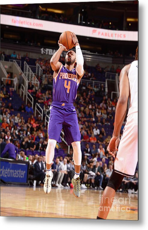 Nba Pro Basketball Metal Print featuring the photograph Brooklyn Nets V Phoenix Suns by Barry Gossage