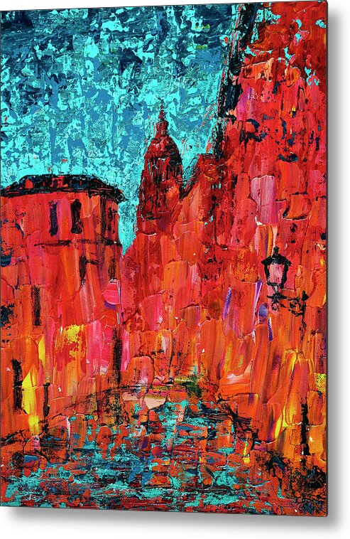 Background Metal Print featuring the painting Abstract art painting of Salamanca University by Denys Kuvaiev
