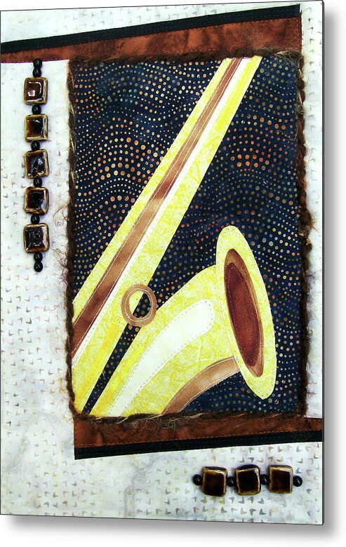 Saxophone Metal Print featuring the tapestry - textile All That Jazz Saxophone by Pam Geisel