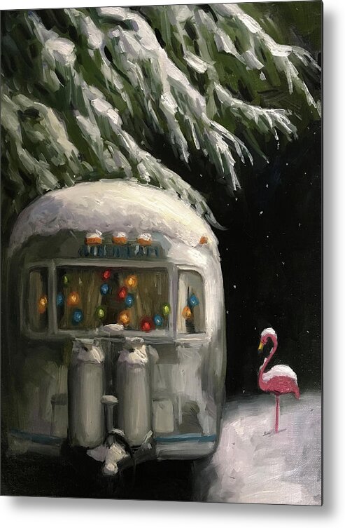 Airstream Metal Print featuring the painting Baby, it's Cold Outside by Elizabeth Jose
