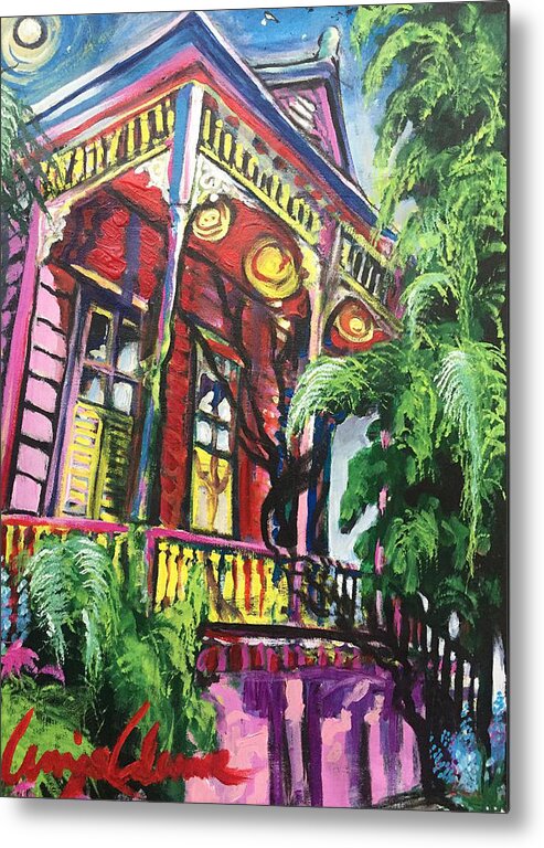 New Orleans Houses Metal Print featuring the painting Big Pink by Amzie Adams