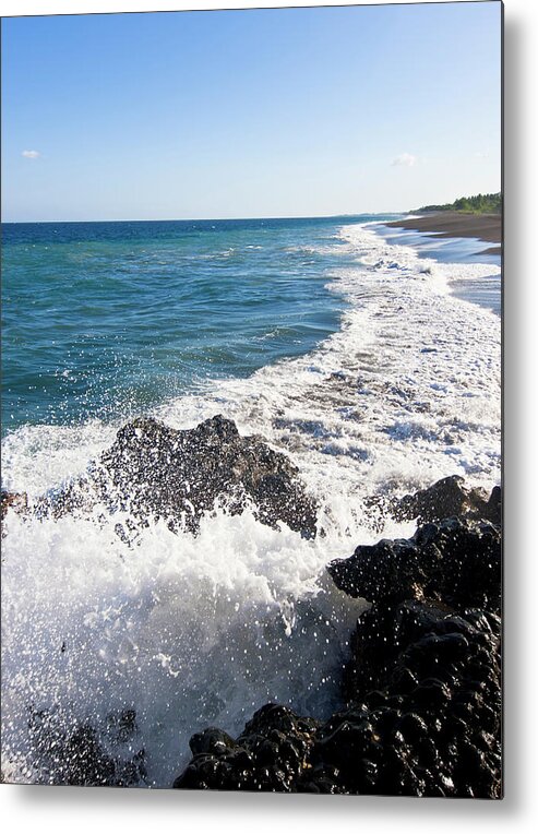 Long Metal Print featuring the photograph Black Sand Beach by Davorlovincic