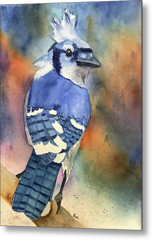 Bird Metal Print featuring the painting Blue Jay by Beth Fontenot