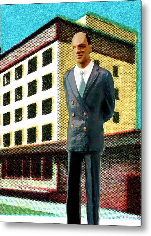 Adult Metal Print featuring the drawing Businessman in Front of Building by CSA Images