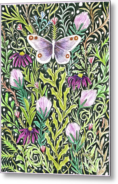 Lise Winne Metal Print featuring the mixed media Butterfly Tapestry Design by Lise Winne