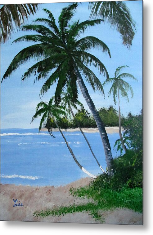 Island Palms Metal Print featuring the painting Calm in the Palms by Luis F Rodriguez