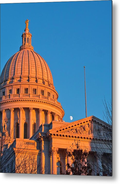 Madison Metal Print featuring the photograph Capitol - Madison - Wisconsin- Sunset 2 by Steven Ralser