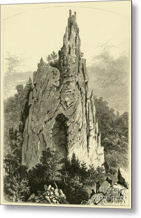 Engraving Metal Print featuring the drawing Cathedral Rock by Print Collector