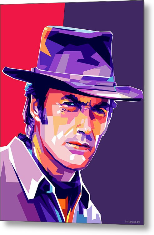 Clint Eastwood Metal Print featuring the digital art Clint Eastwood pop art by Movie World Posters