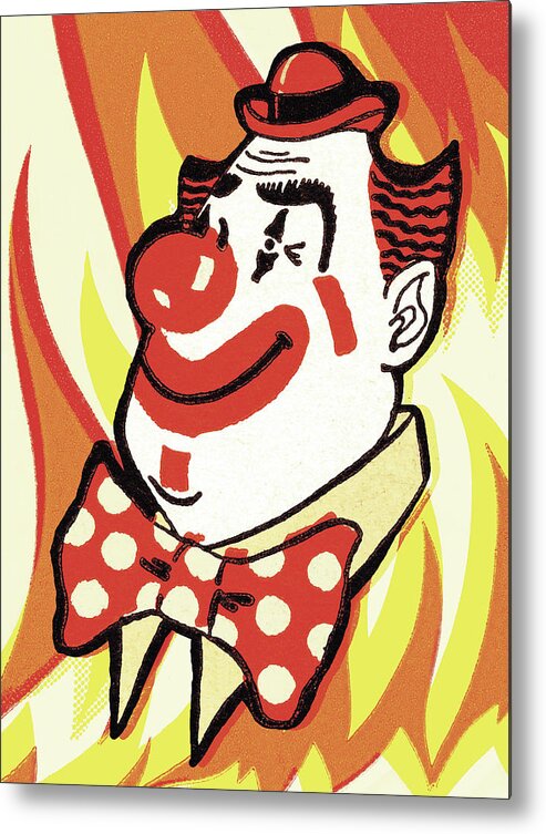 Accessories Metal Print featuring the drawing Clown in Flames by CSA Images