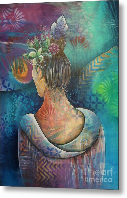 Female Metal Print featuring the painting Contemplation by Reina Cottier