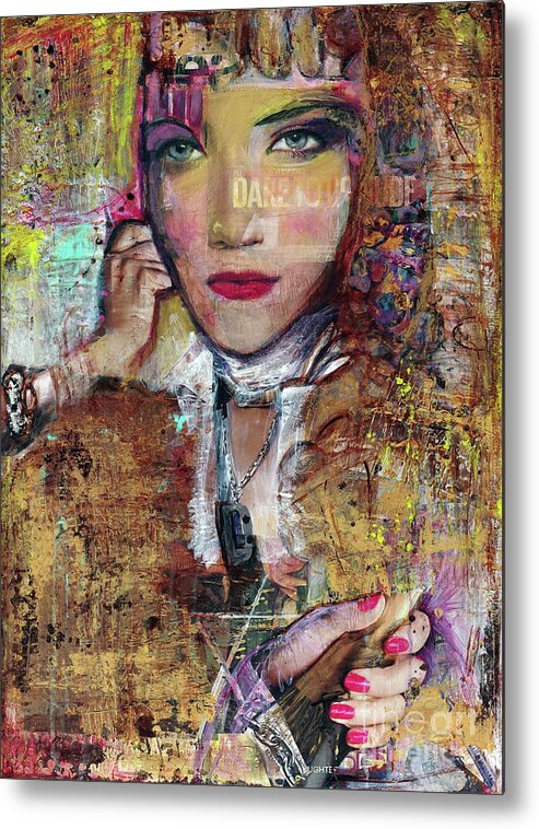  Metal Print featuring the mixed media Golden Girl by Val Zee McCune