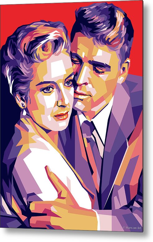 Synopsis Metal Print featuring the digital art Deborah Kerr and Burt Lancaster, ''From Here to Eternity'', with synopsis by Movie World Posters