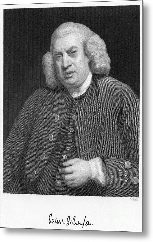 Engraving Metal Print featuring the drawing Dr Johnson, 18th Century English Man by Print Collector