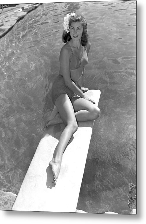Swimming Pool Metal Print featuring the photograph Esther Williams At The Beverly Hills by Earl Theisen Collection