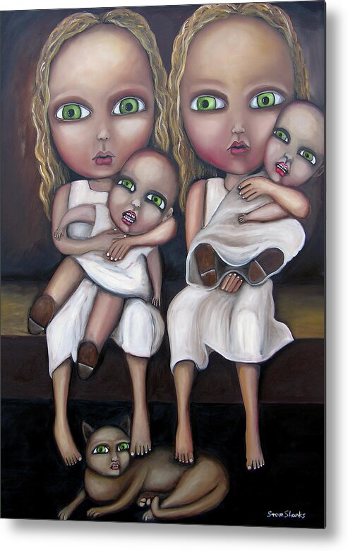 Oil Metal Print featuring the painting Eyes Like Twins by Steve Shanks