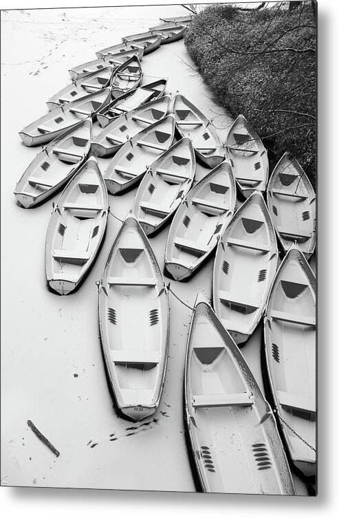 Tranquility Metal Print featuring the photograph Frozen Boats by Yann Le Biannic