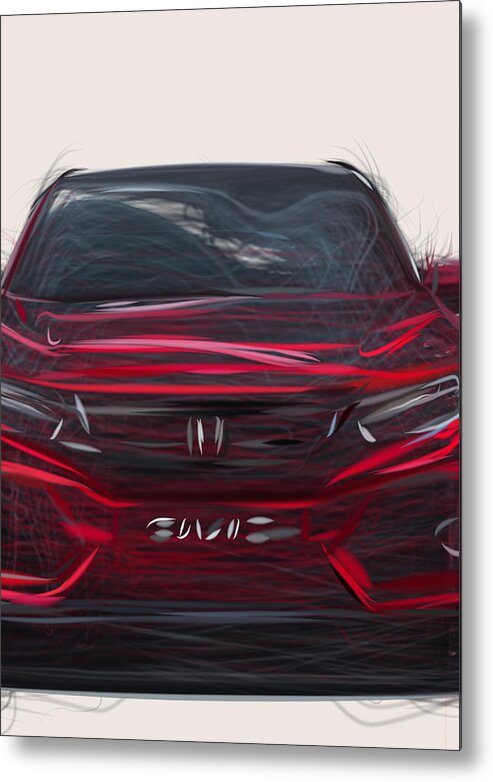 Honda Metal Print featuring the digital art Honda Civic Hatchback Drawing by CarsToon Concept