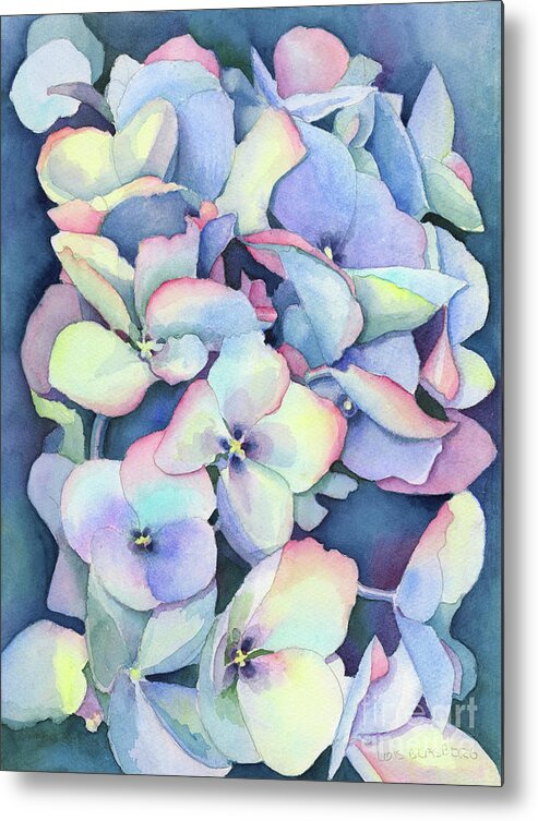 Face Mask Metal Print featuring the painting Hydrangea Study by Lois Blasberg