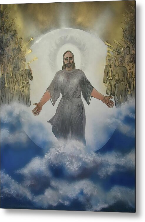 Heaven Metal Print featuring the painting Jesus The Saviour - Glory To God by Joan Stratton