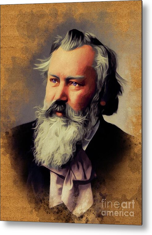Johannes Metal Print featuring the painting Johannes Brahms, Music Legend by Esoterica Art Agency
