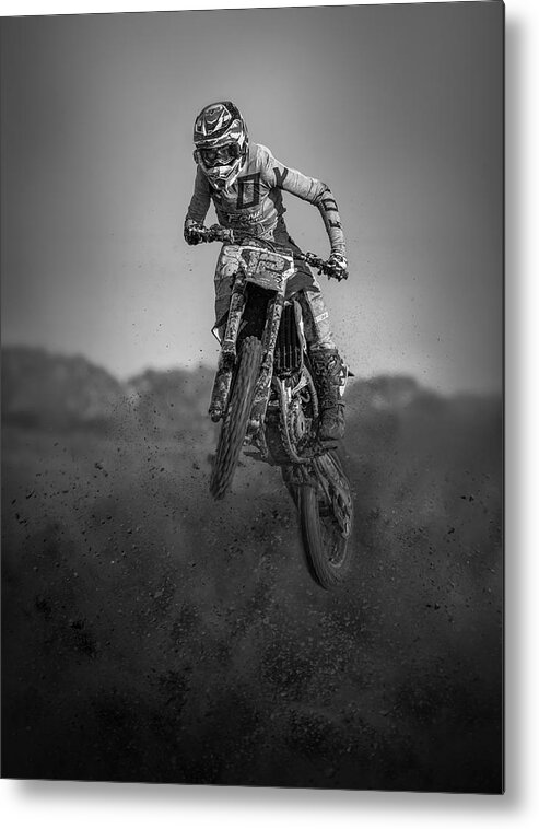 Motocross Metal Print featuring the photograph Jumping Over Barriers by Frank Ma