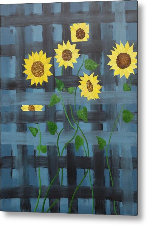 Sunflowers Metal Print featuring the painting Lattice by Berlynn
