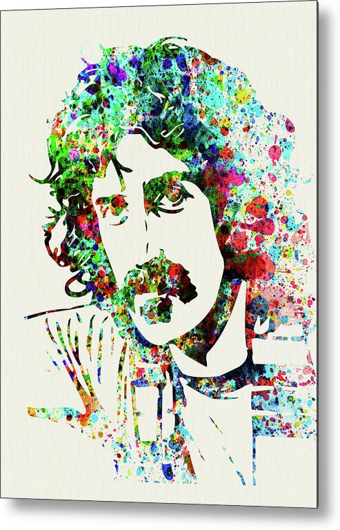 Frank Zappa Metal Print featuring the mixed media Legendary Frank Zappa Watercolor by Naxart Studio