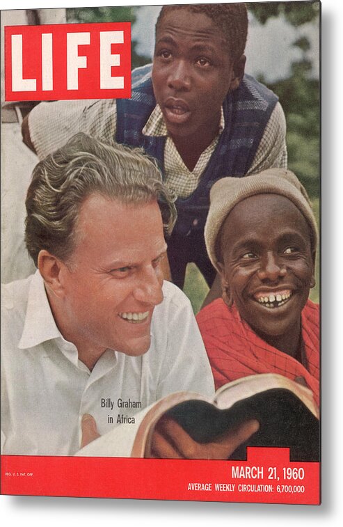 Billy Graham Metal Print featuring the photograph LIFE Cover: March 21, 1960 by James Burke