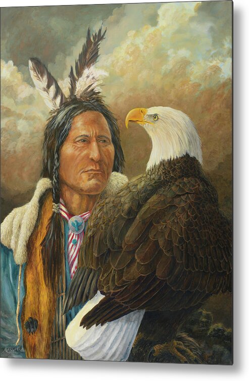 Lone Eagle Metal Print featuring the painting Lone Eagle by K.c. Grapes