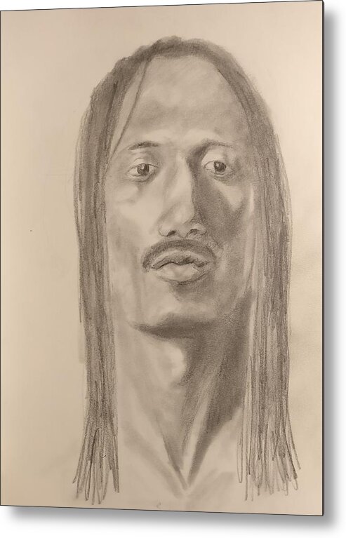 Sketch Metal Print featuring the drawing Long Hair Style by Nicolas Bouteneff