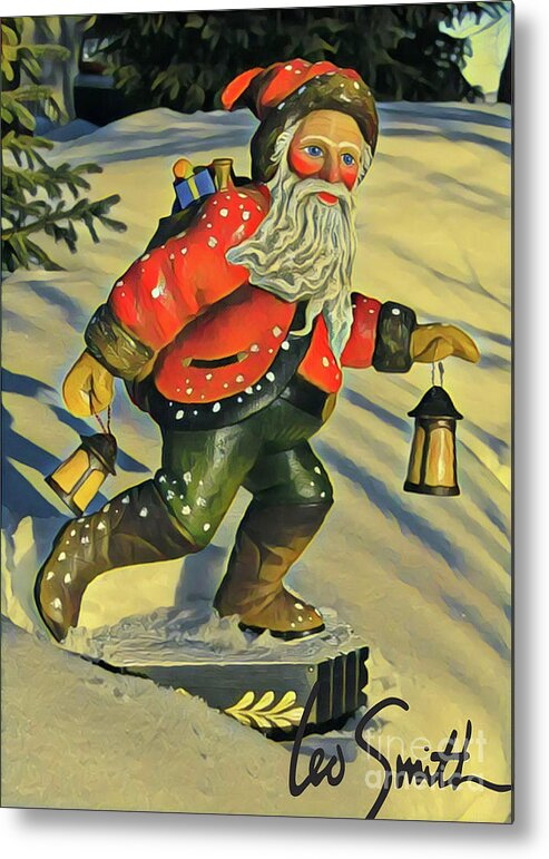 Santa Metal Print featuring the painting Luminous Santa by Leo and Marilyn Smith