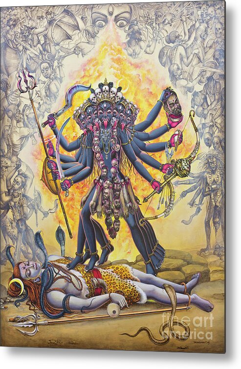 Kali Metal Print featuring the painting Mahakali by Vrindavan Das