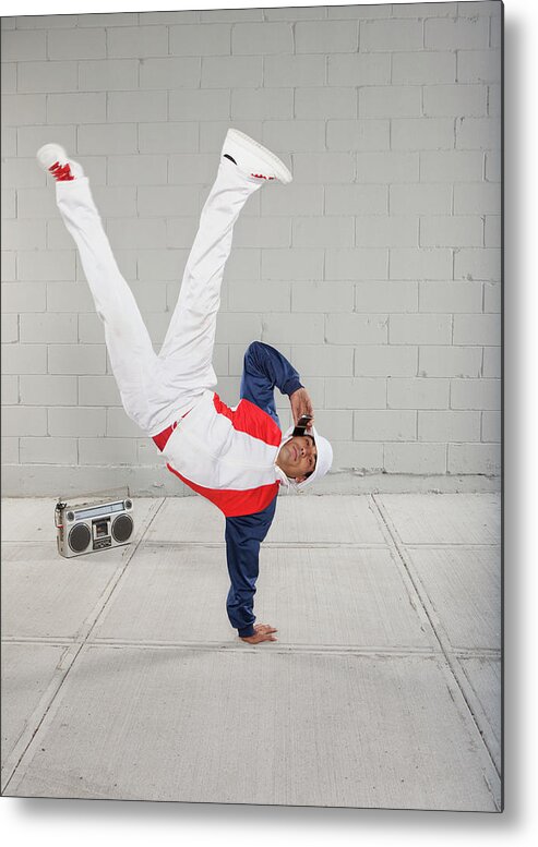 People Metal Print featuring the photograph Man On Phone While Breakdancing by Hollenderx2