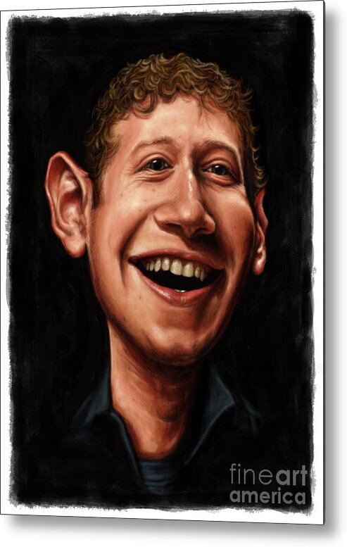 Mark Zuckerberg Metal Print featuring the drawing Mark Zuckerberg by Andre Koekemoer