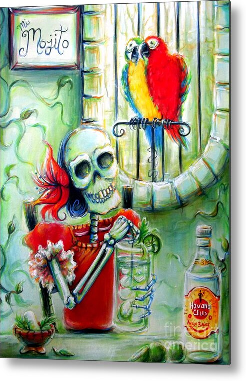 Day Of The Dead Metal Print featuring the painting Mi Mojito by Heather Calderon