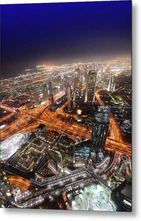 Corporate Business Metal Print featuring the photograph New Dubai By Night by Olaser