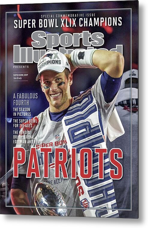 Vince Lombardi Trophy Metal Print featuring the photograph New England Patriots Qb Tom Brady, Super Bowl Xlix Champions Sports Illustrated Cover by Sports Illustrated