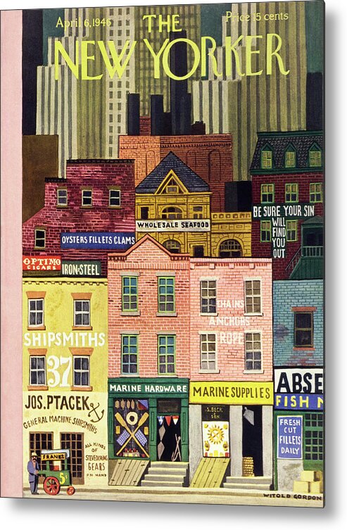 Illustration Metal Print featuring the painting New Yorker April 6 1946 by Witold Gordon