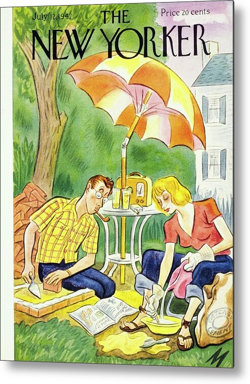 Illustration Metal Print featuring the painting New Yorker July 12th 1947 by Julian De Miskey
