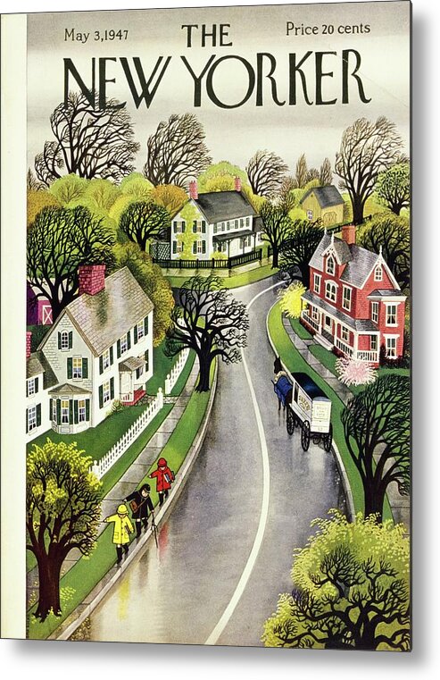 Illustration Metal Print featuring the painting New Yorker May 3, 1947 by Edna Eicke