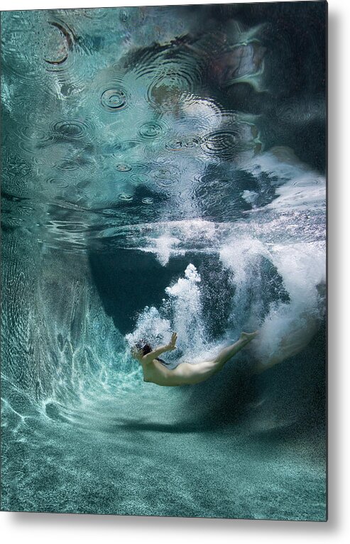 People Metal Print featuring the photograph Nude Female Diving Underwater by Ed Freeman